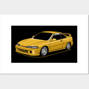 Yellow jdm integra Posters and Art